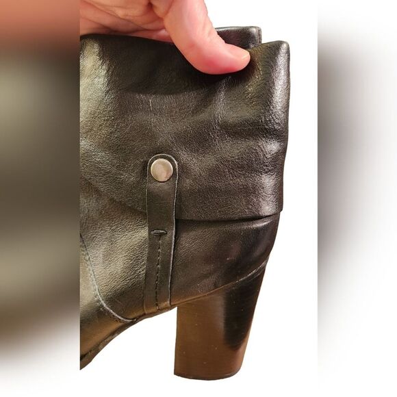 Franco Sarto Boots Leather Black Ankle Cuff Sexy Indie MOTO Whimsigoth Heel‎ 10 - Picture 7 of 15